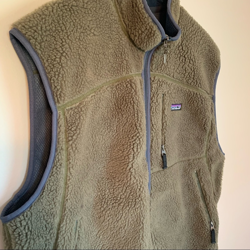 SOLD! Patagonia Classic Retro X Vest Deep Pile Green Sherpa Men's XL Full Zip - Picture 3 of 7